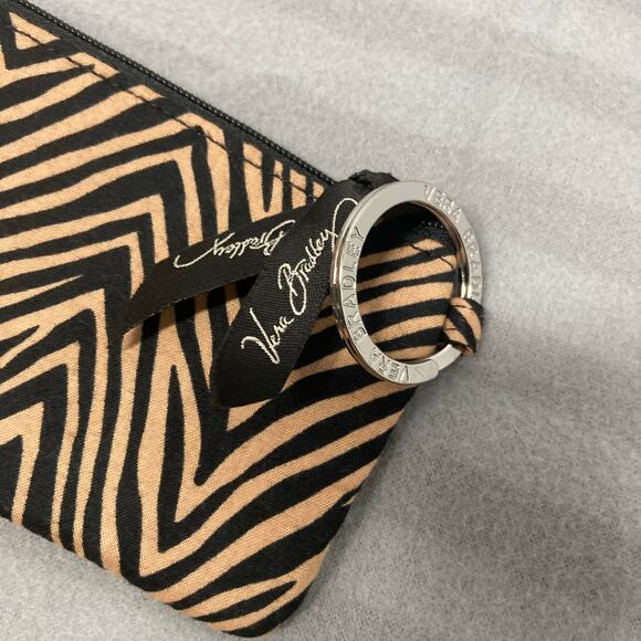 Vera Bradley Brown & Black Zebra Print Coin Purse Key Ring. Pre-Owned - Picture 3 of 5